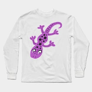 Cute Pink Gecko Lizard Drawing with Spots Long Sleeve T-Shirt